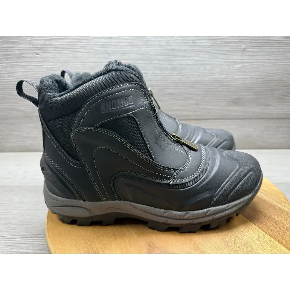 Khombu “Mason” Men’s Hybrid Winter Boot - Front Zip / Waterproof [Black] Size 8